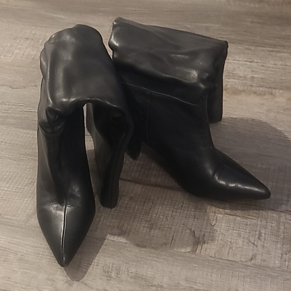 EUC Kensie Kalani Black Leather Knee High Boots Soft Slouchy Women's Sz 8M